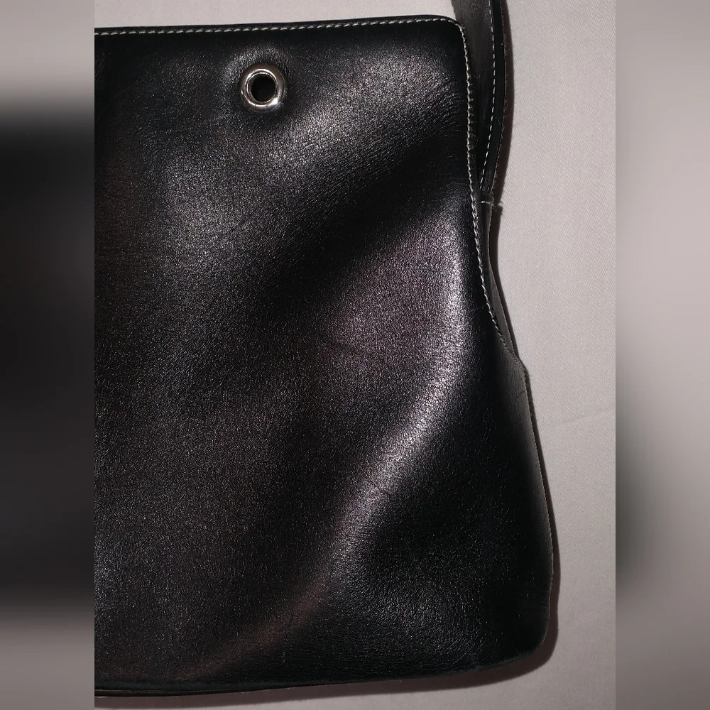 Lauren Ralph Lauren Elegant Black Leather Shoulder Bag Retro Vintage 90"S - Picture 6 of 11